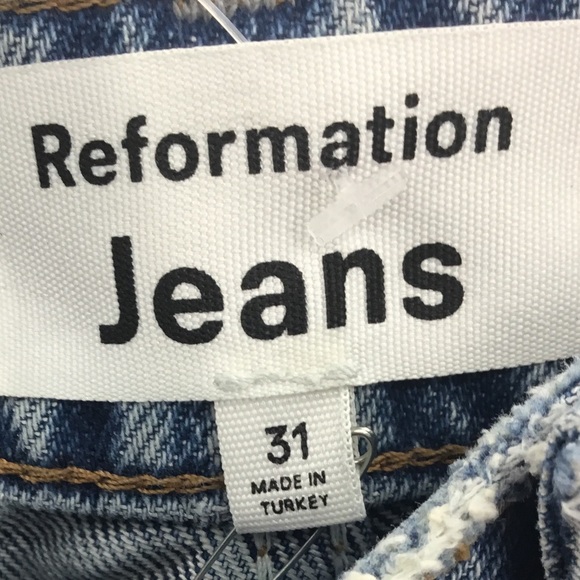 Reformation Cynthia High Rise Straight Jeans, Color: Blue, Size: 31 - Picture 3 of 4